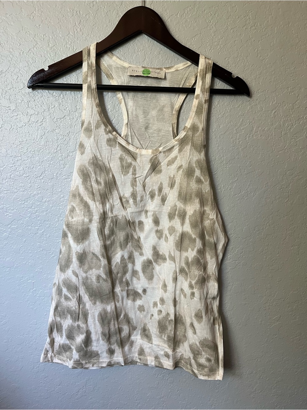 Stella McCartney Cream & Taupe Animal Print Racerback Tank